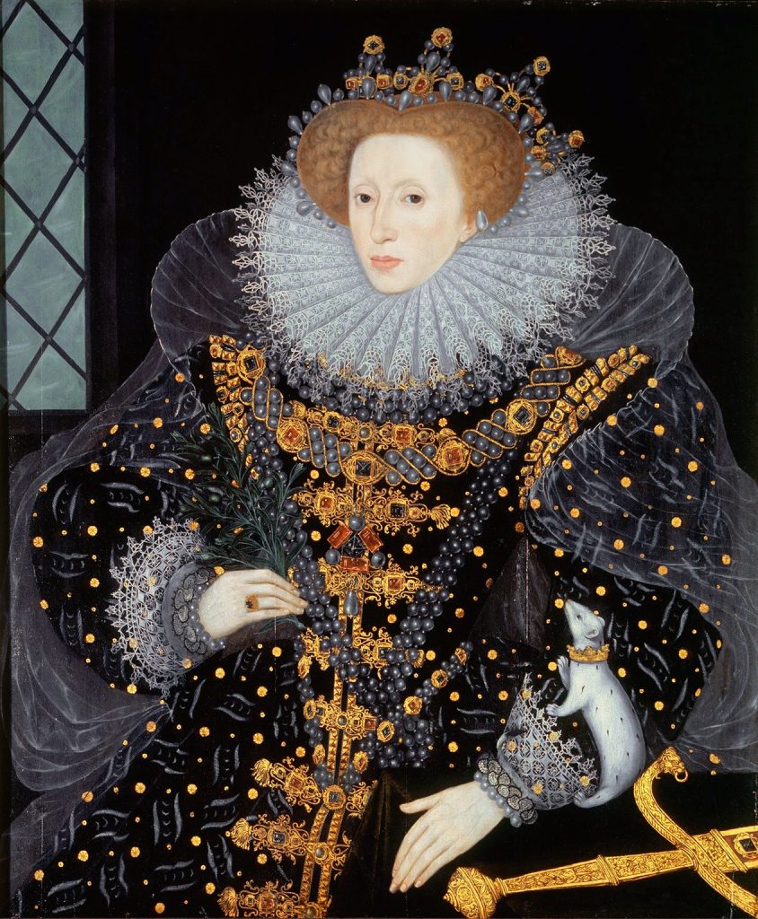 Ett porträtt av engelska drottningen Elisabeth år 1585.
